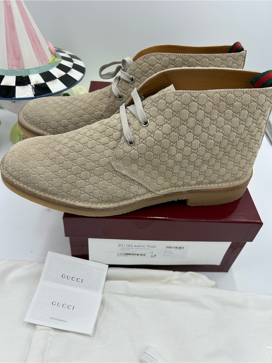 Men\'s Gucci suede GG embossed desert boots size 12 made in Italy main image 9
